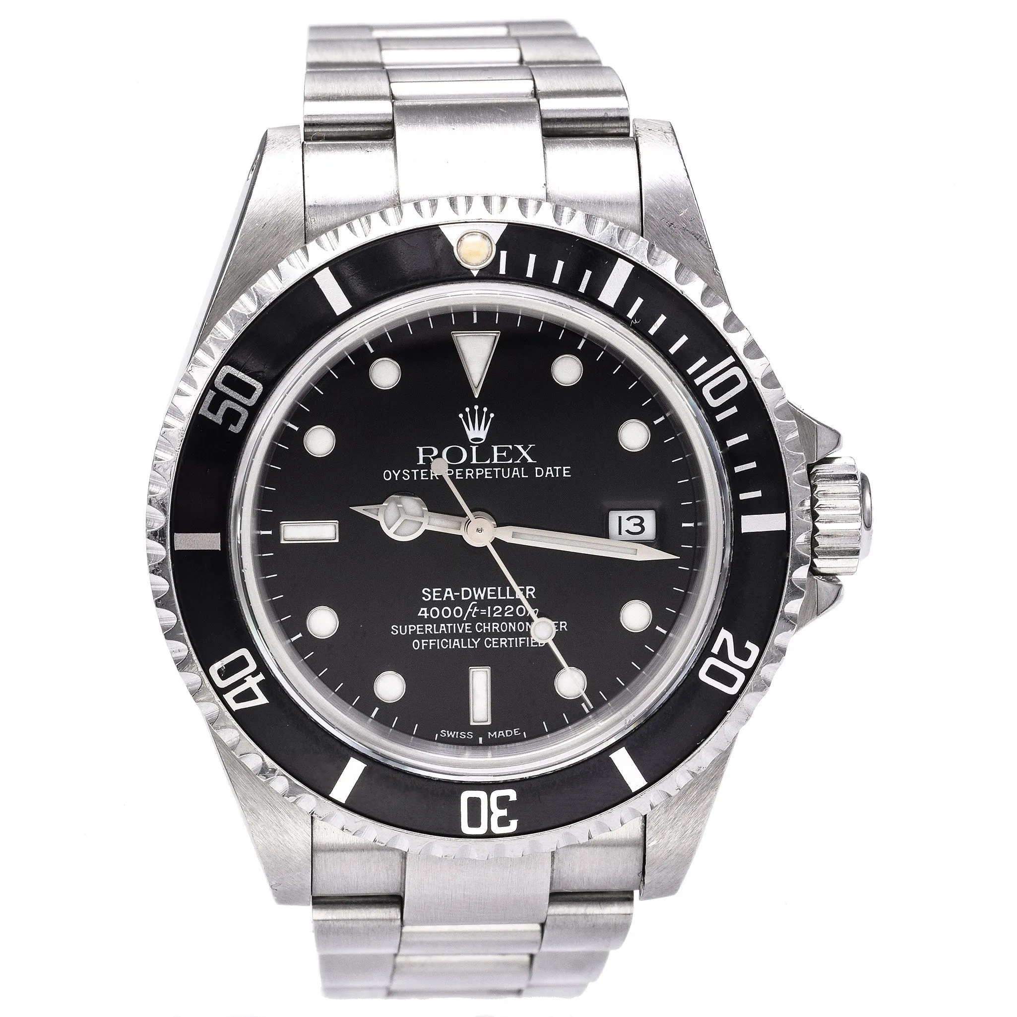 1990 Rolex Sea-Dweller Watch Ref 16600 Men's Black Dial