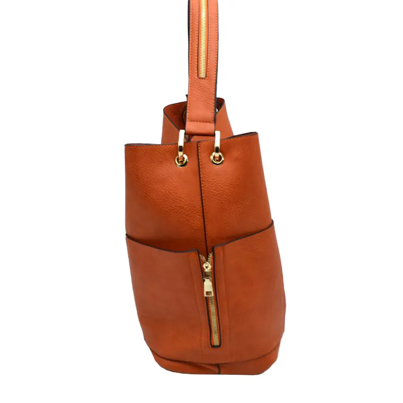 2in 1 Chic Satchel Side Pocket With Long Strap Bucket Bag