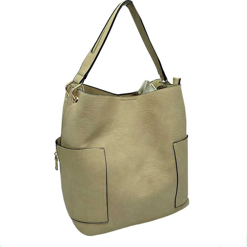 2in 1 Chic Satchel Side Pocket With Long Strap Bucket Bag