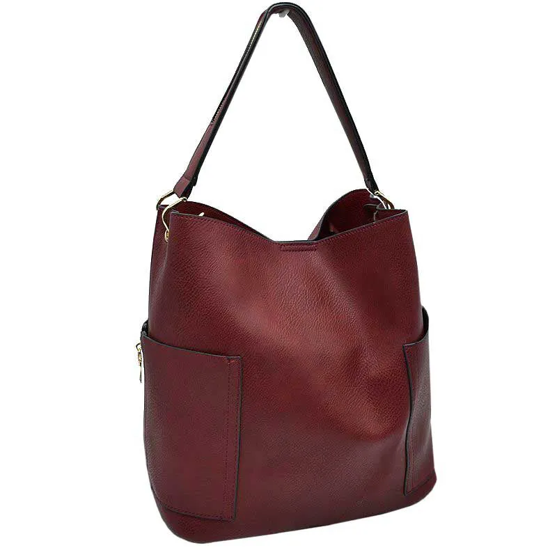 2in 1 Chic Satchel Side Pocket With Long Strap Bucket Bag