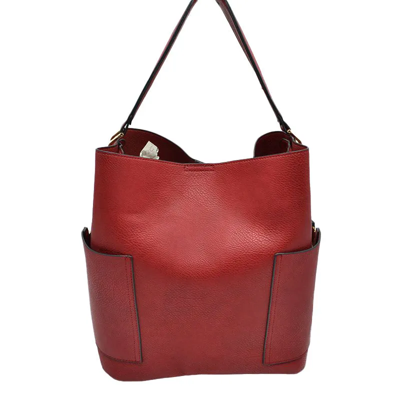 2in 1 Chic Satchel Side Pocket With Long Strap Bucket Bag