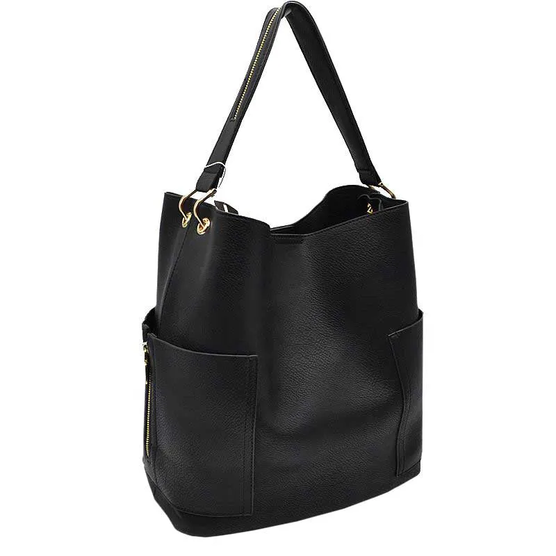 2in 1 Chic Satchel Side Pocket With Long Strap Bucket Bag