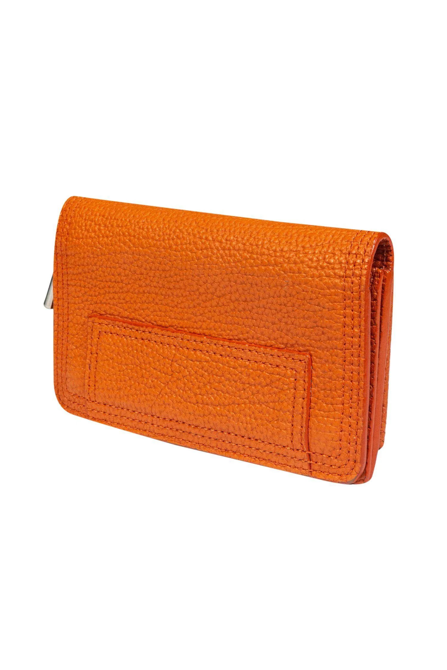 3.1 Phillip Lim - Orange Pebbled Leather Compact Wallet