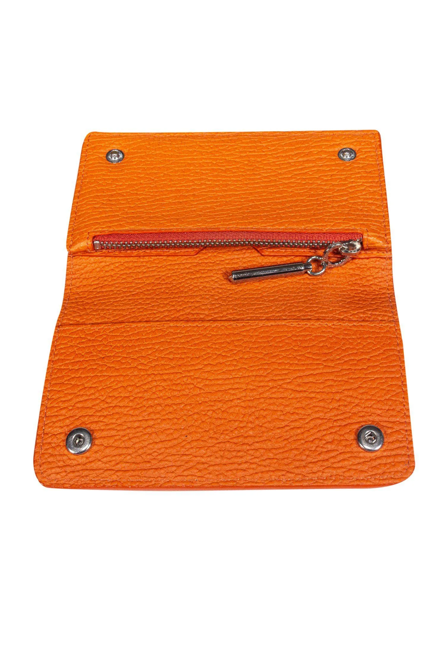 3.1 Phillip Lim - Orange Pebbled Leather Compact Wallet