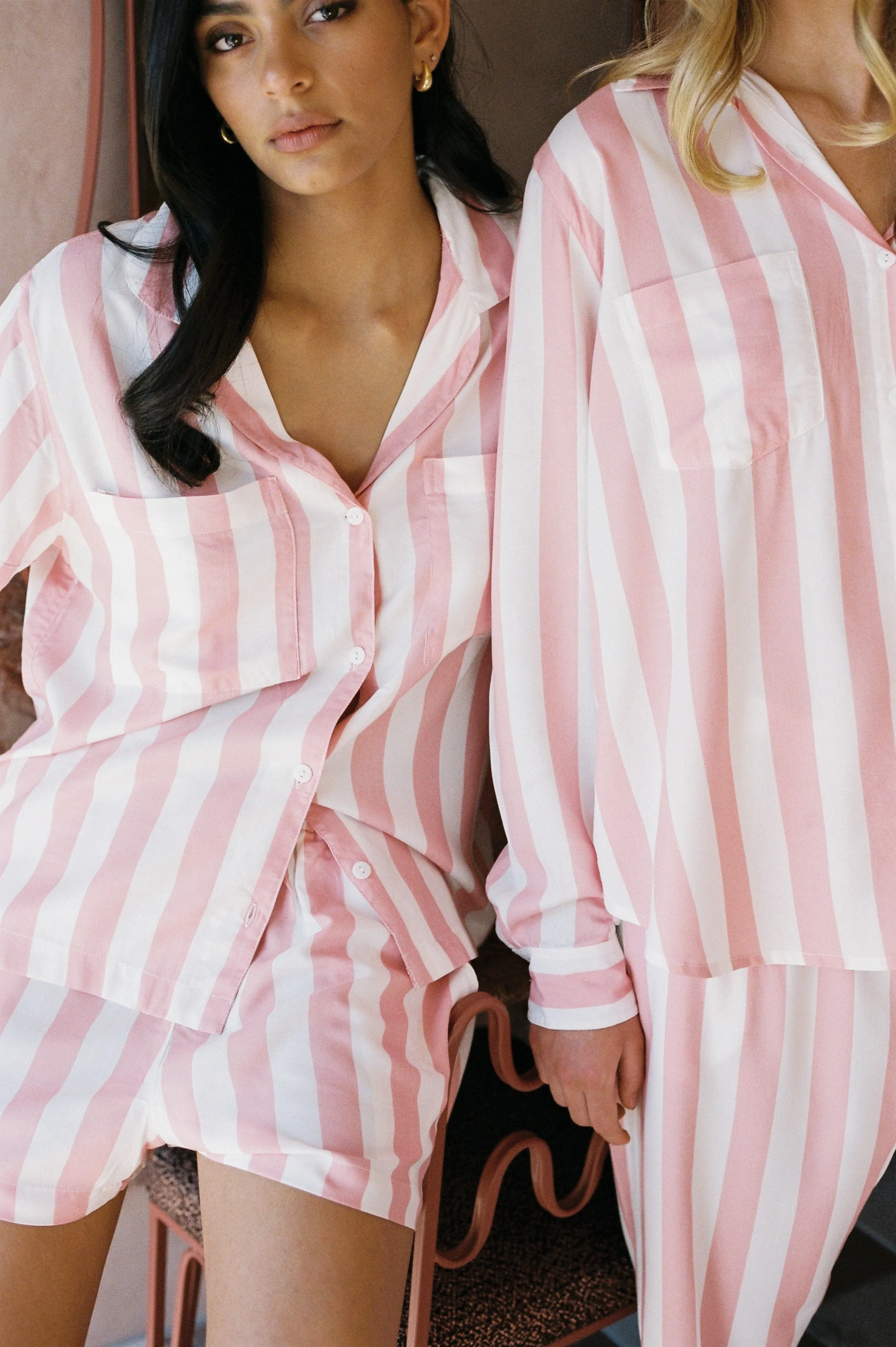 Abigail Sleep Set - Stripe - Peachy Pink