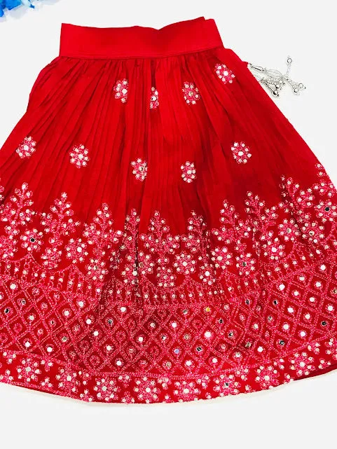 Alluring Red Color Satin Silk Embroided Work Choli For Girls