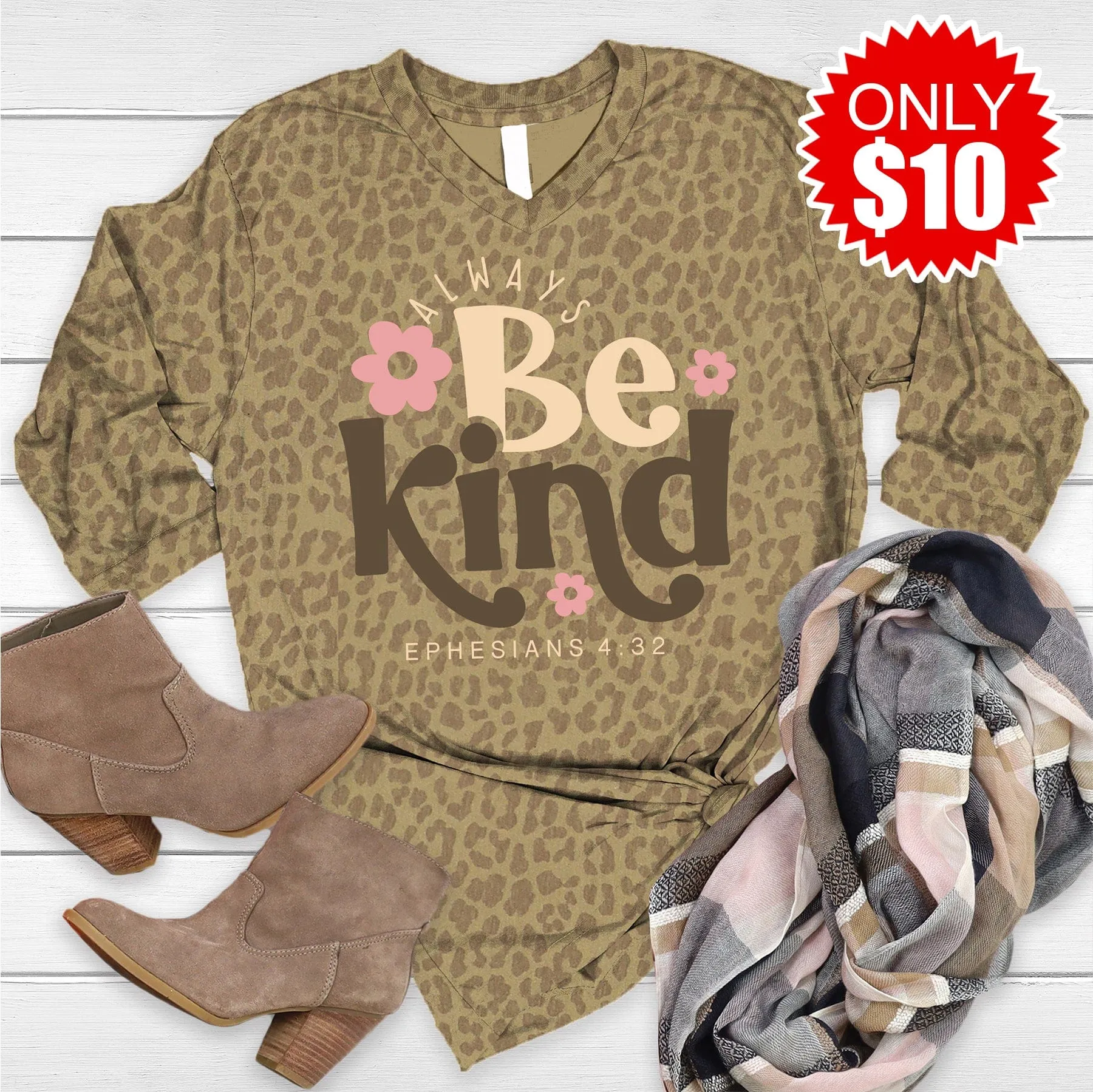 Always Be Kind 3/4 Sleeve V-Neck - 10