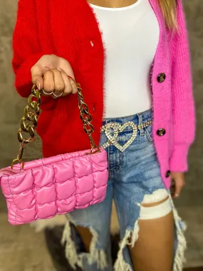 Always Chic Quilted Chain Strap Purse - Pink