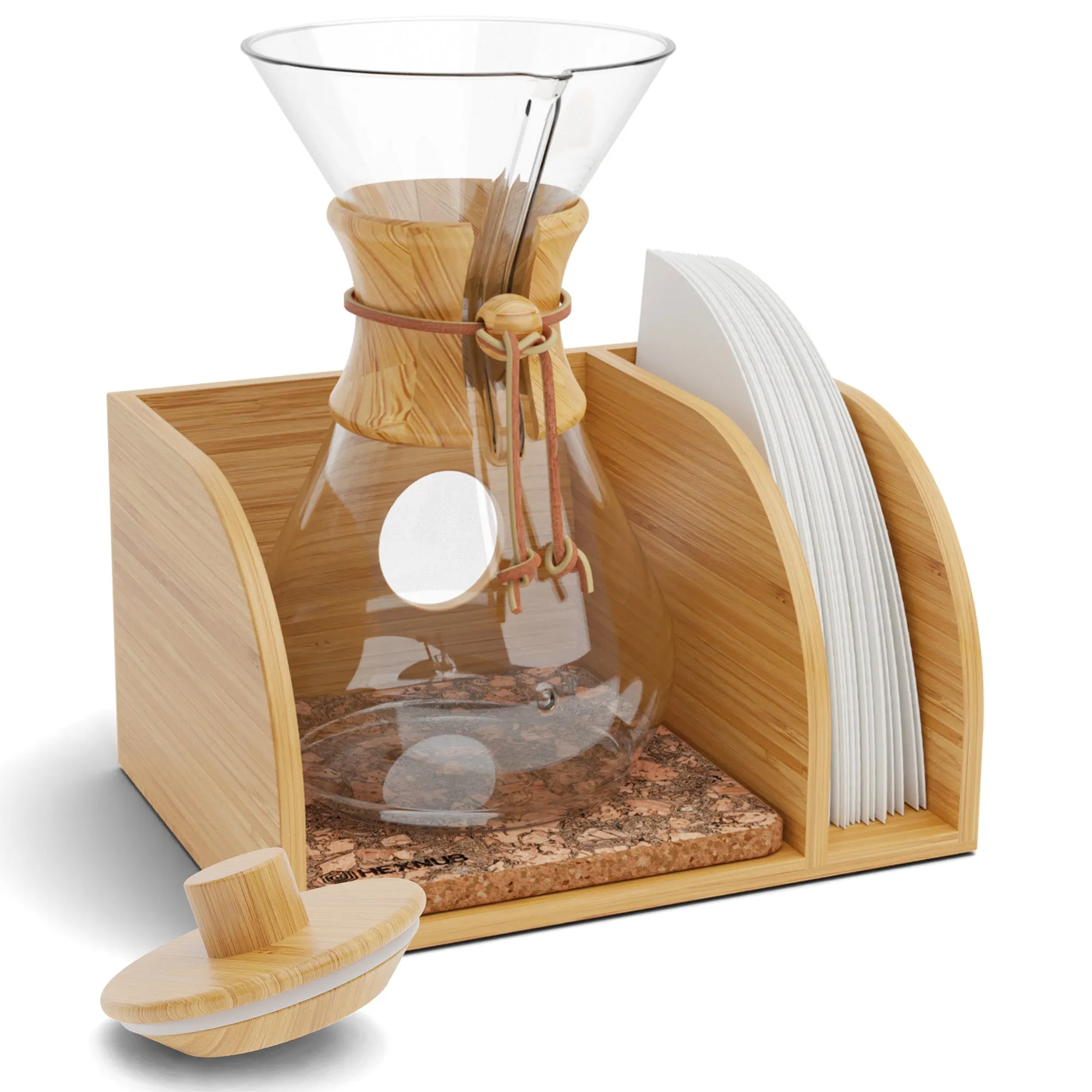 Bamboo Caddy for Chemex, Bodum & Cosori Coffee Makers