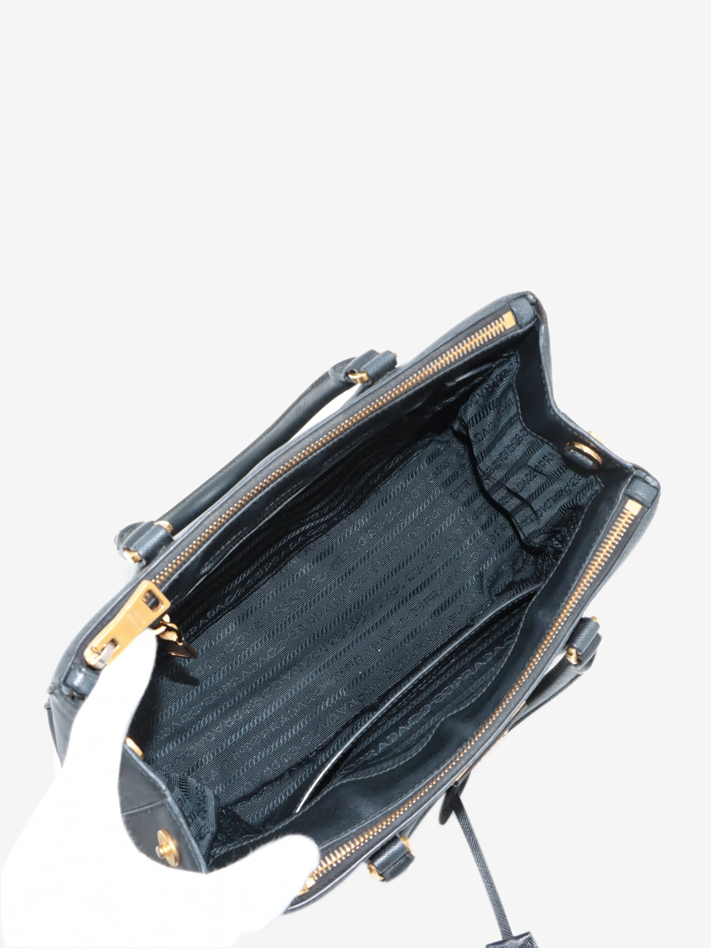 Black small Saffiano leather Galleria two-way top handle bag