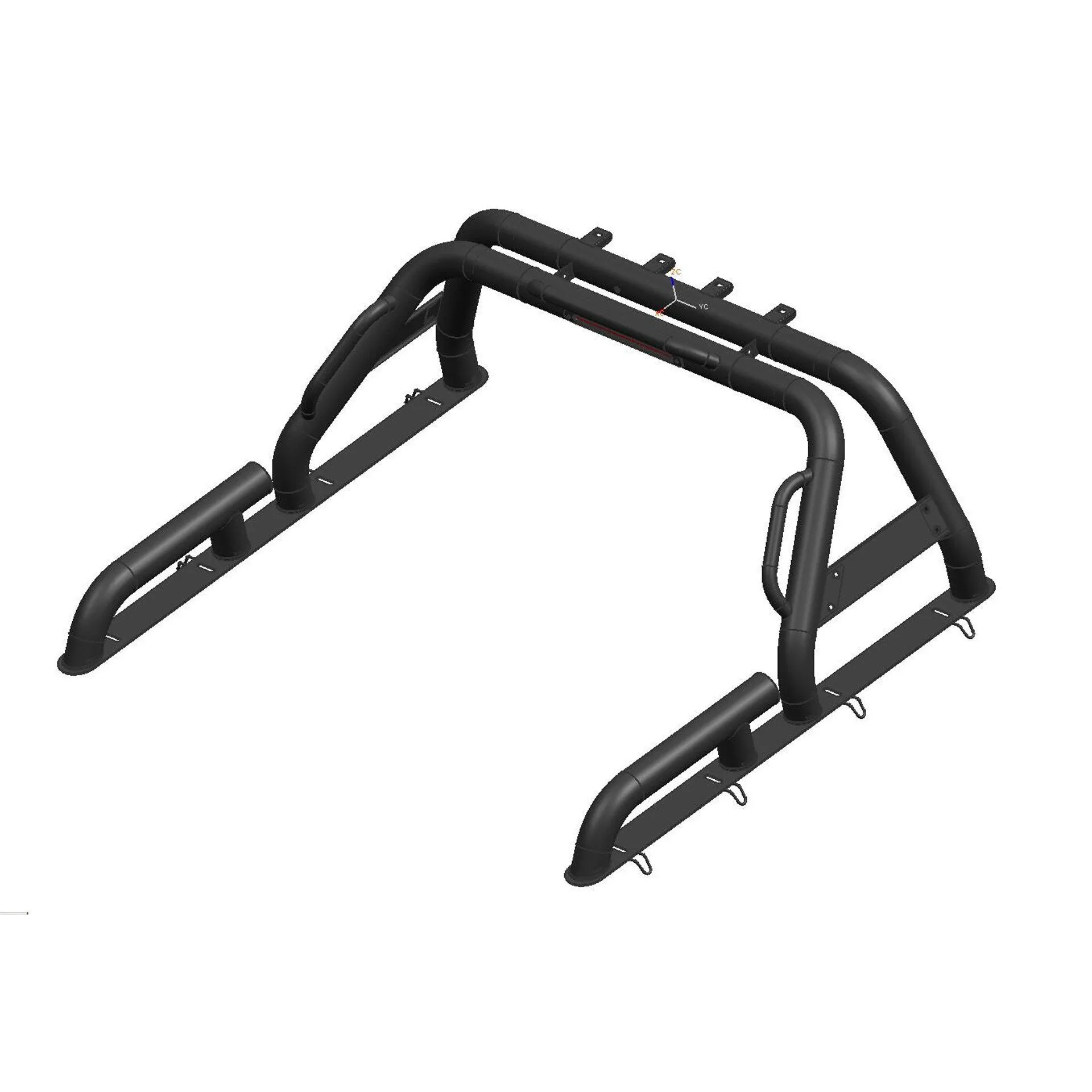 Black SUS201 Long Arm Roll Bar with Grab Handle for the Isuzu D-Max 2002-2007