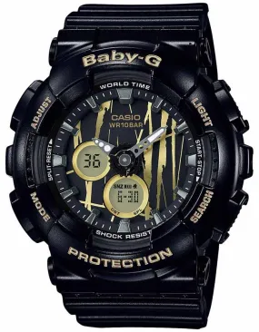 Casio Baby-G Claw Scratch Dial - Black & Gold - World Time -100m