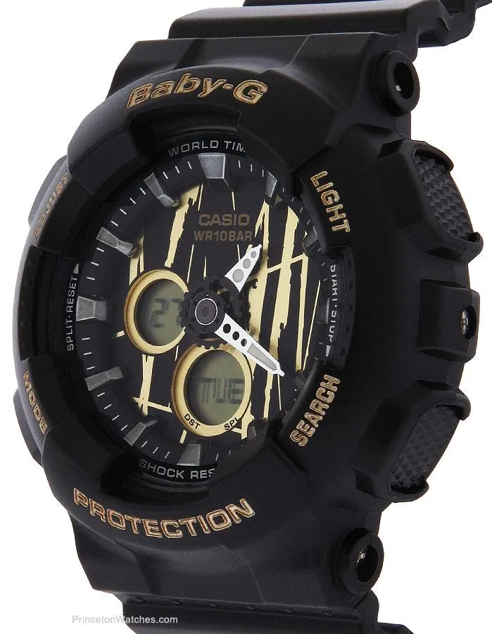 Casio Baby-G Claw Scratch Dial - Black & Gold - World Time -100m