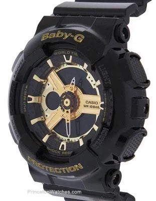 Casio Baby-G Ladies Analog-Digital - Black & Gold 3D Face - Resin Case & Strap