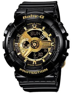 Casio Baby-G Ladies Analog-Digital - Black & Gold 3D Face - Resin Case & Strap