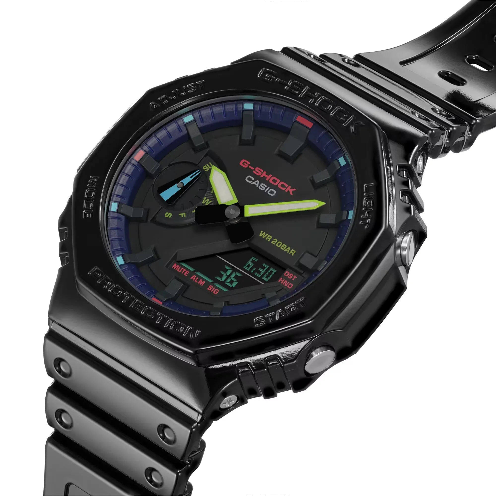 Casio G-Shock Black Carbon CasiOak Rainbow Glossy Gamers Watch GA2100RGB-1A