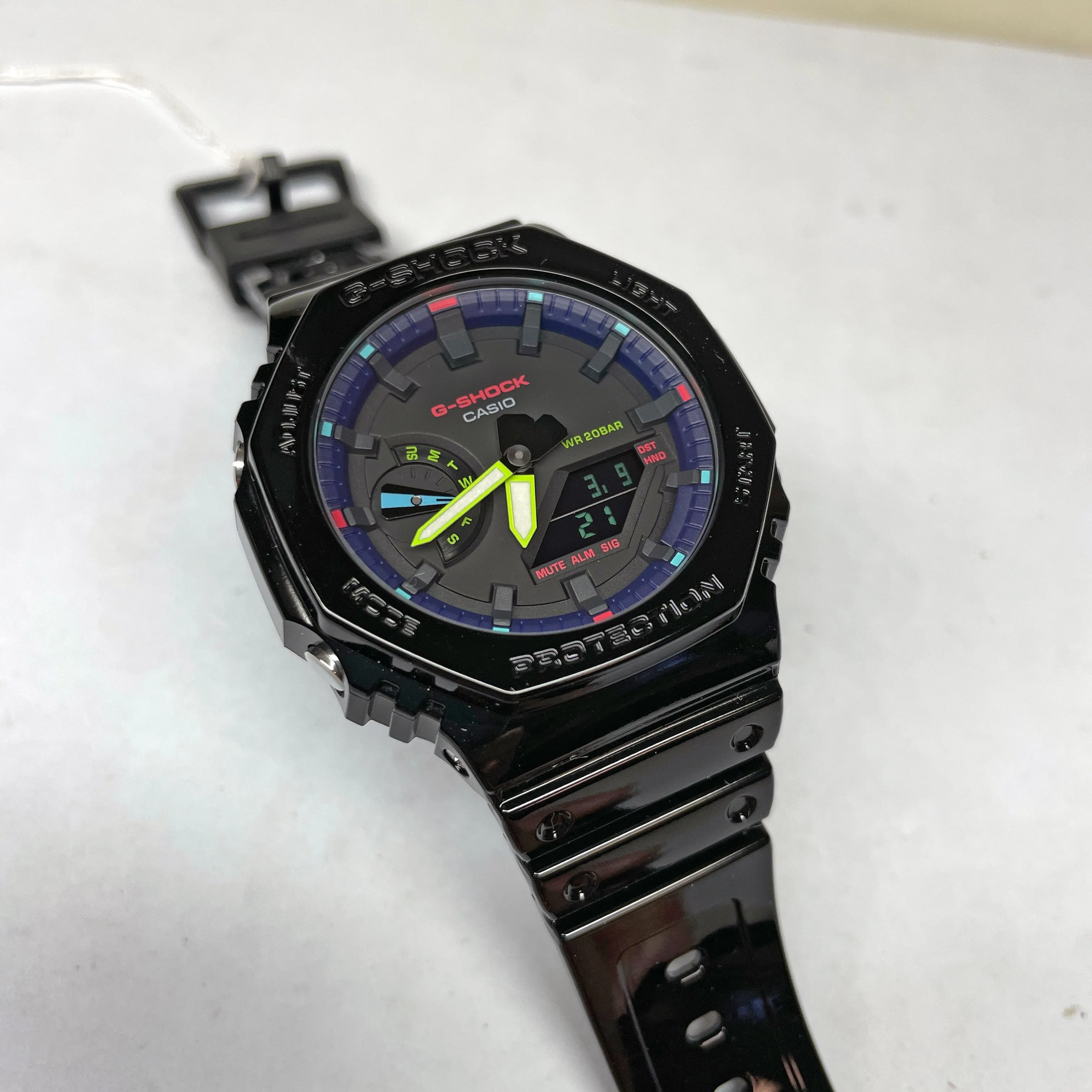 Casio G-Shock Black Carbon CasiOak Rainbow Glossy Gamers Watch GA2100RGB-1A