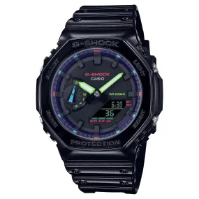 Casio G-Shock Black Carbon CasiOak Rainbow Glossy Gamers Watch GA2100RGB-1A