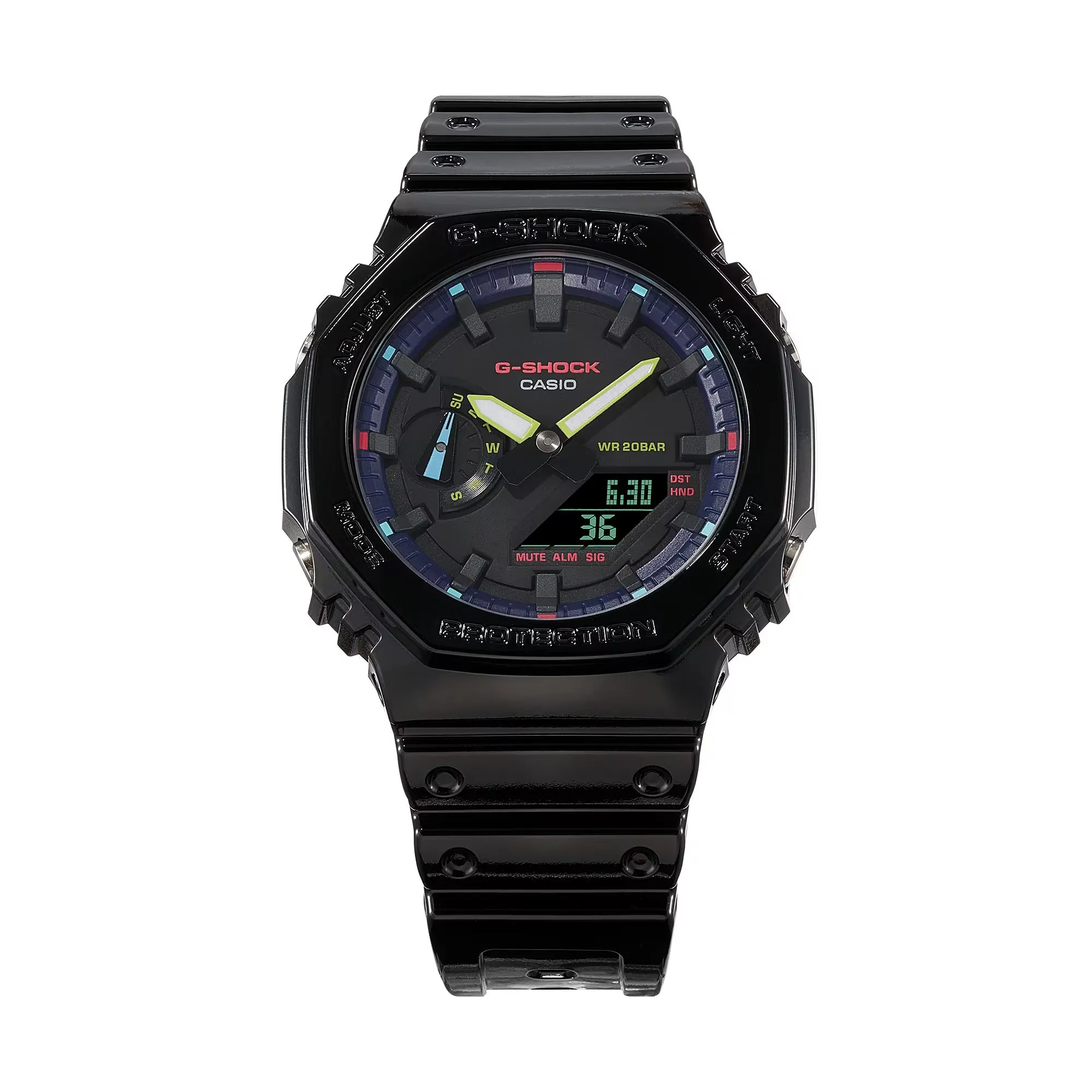 Casio G-Shock Black Carbon CasiOak Rainbow Glossy Gamers Watch GA2100RGB-1A