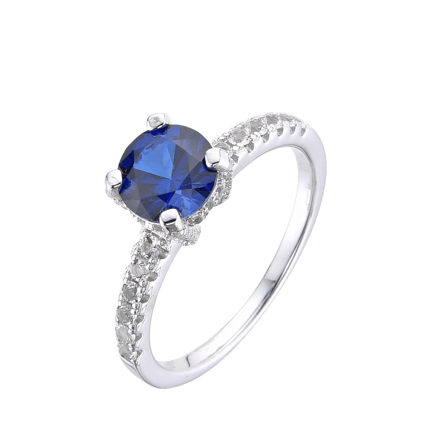 Ceylon Sapphire Round Solitare Ring