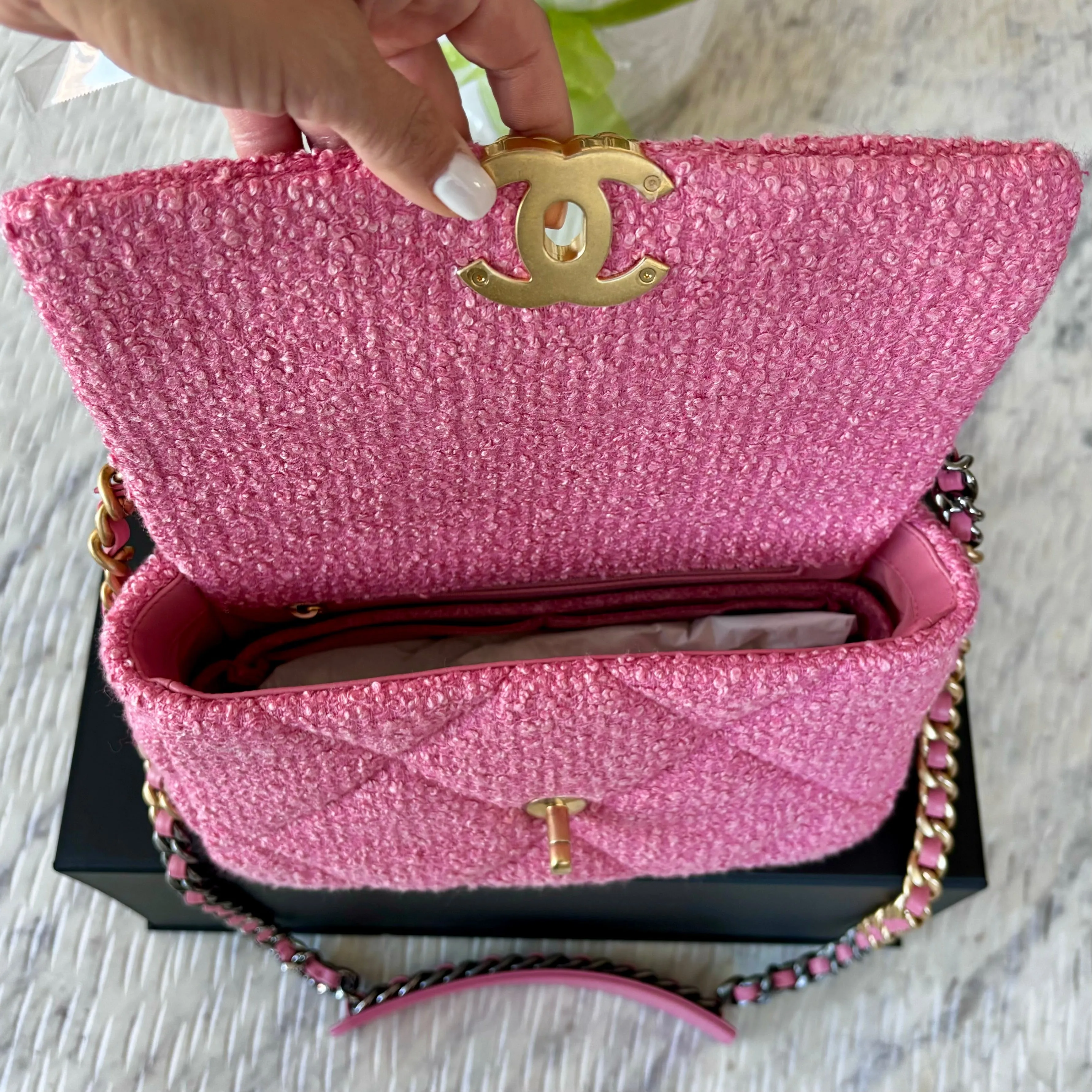 Chanel 19 Small Pink Tweed Bag