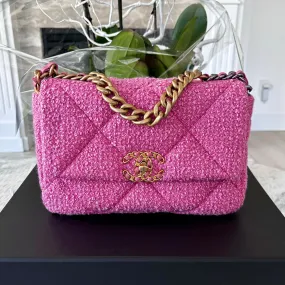 Chanel 19 Small Pink Tweed Bag