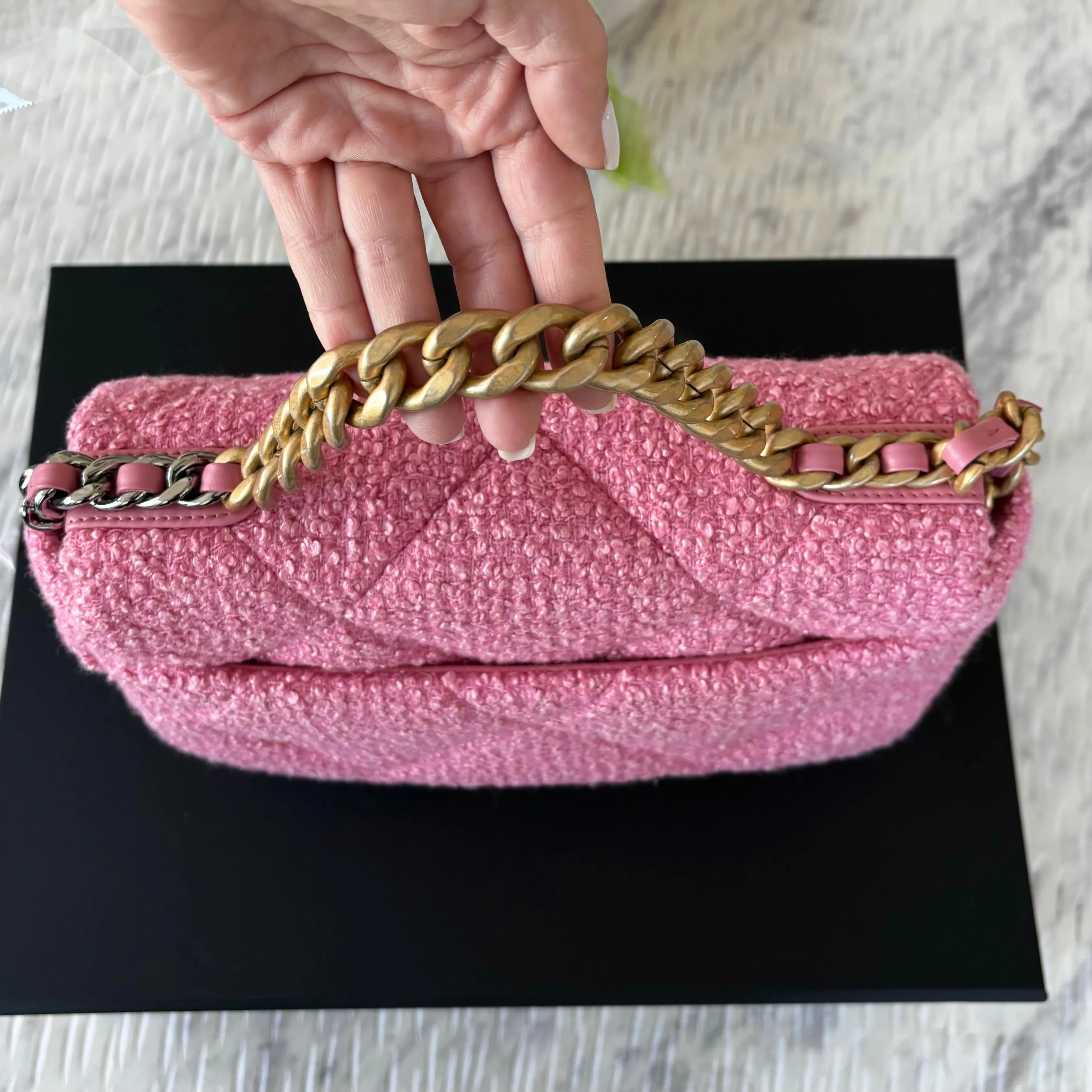 Chanel 19 Small Pink Tweed Bag