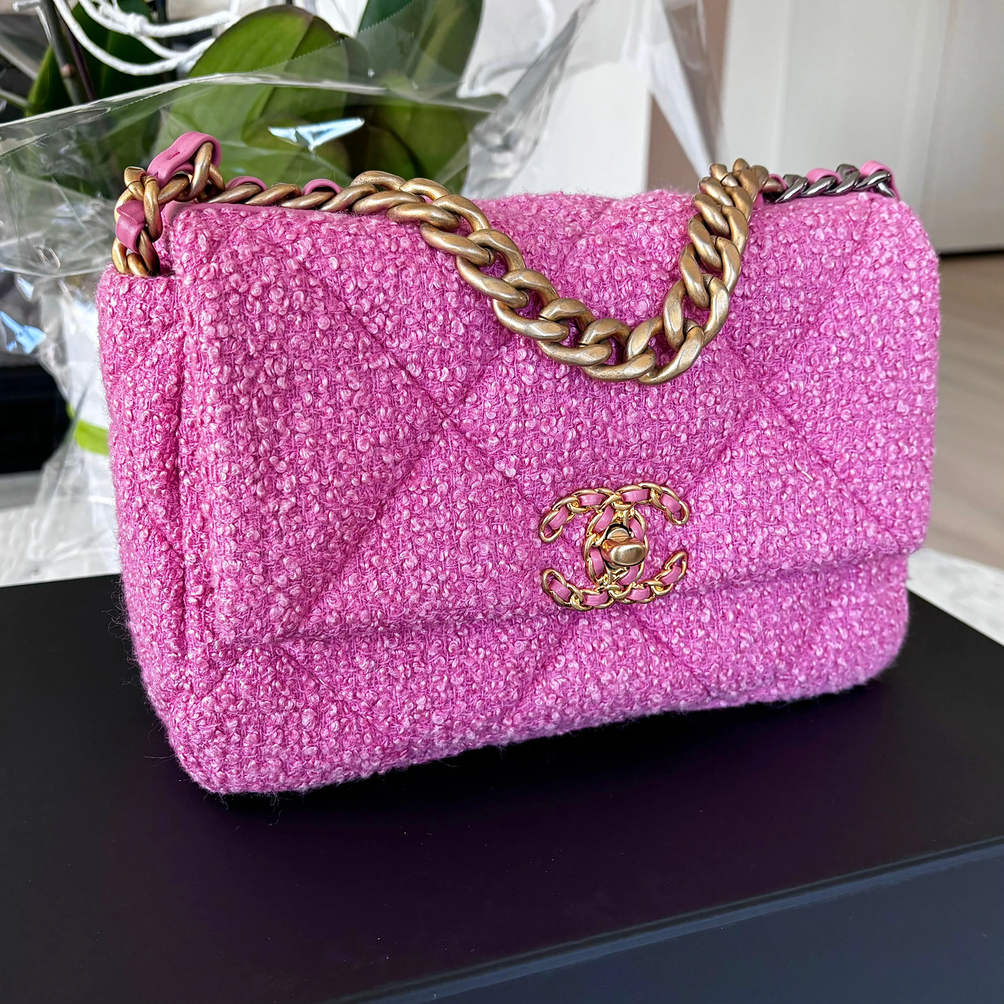 Chanel 19 Small Pink Tweed Bag