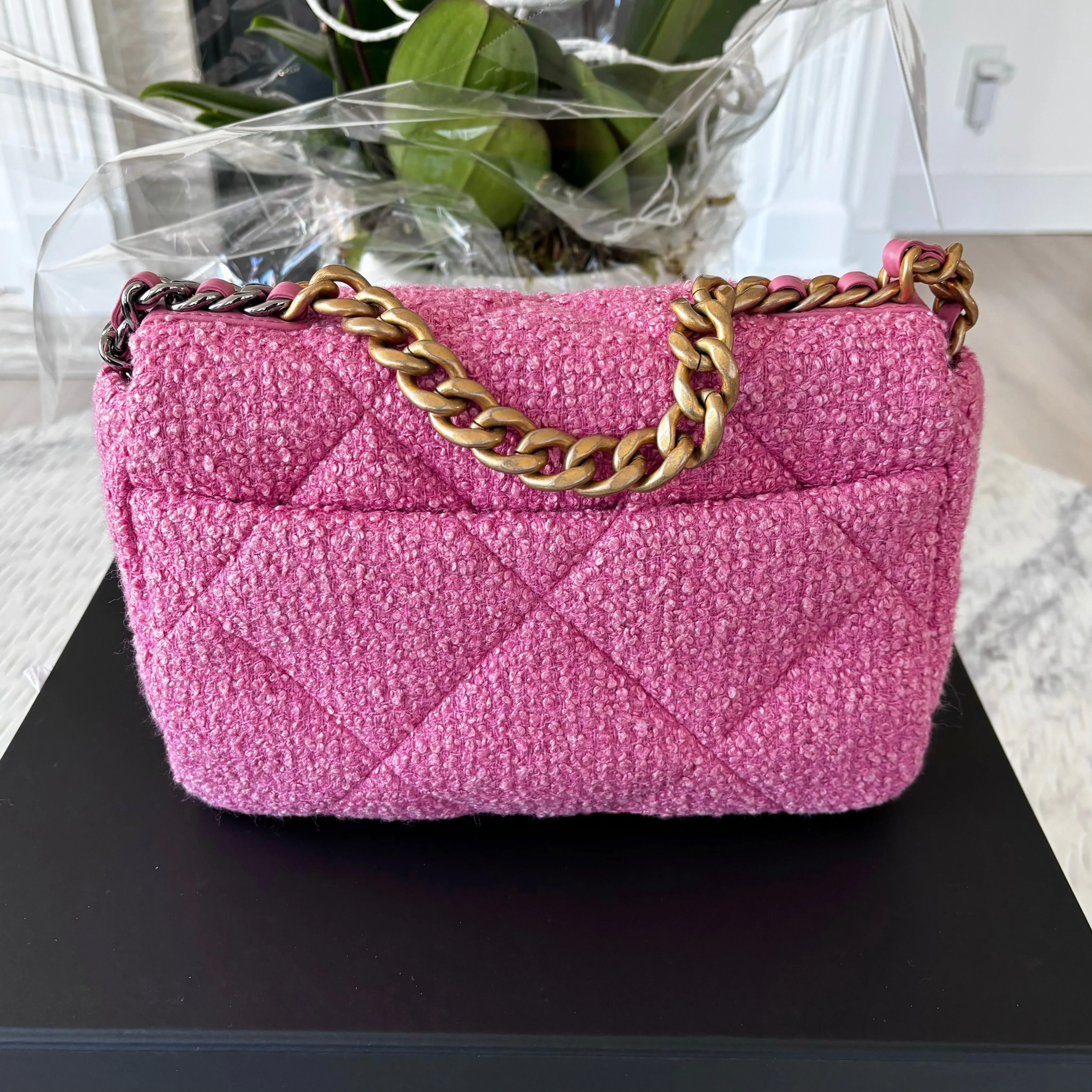 Chanel 19 Small Pink Tweed Bag