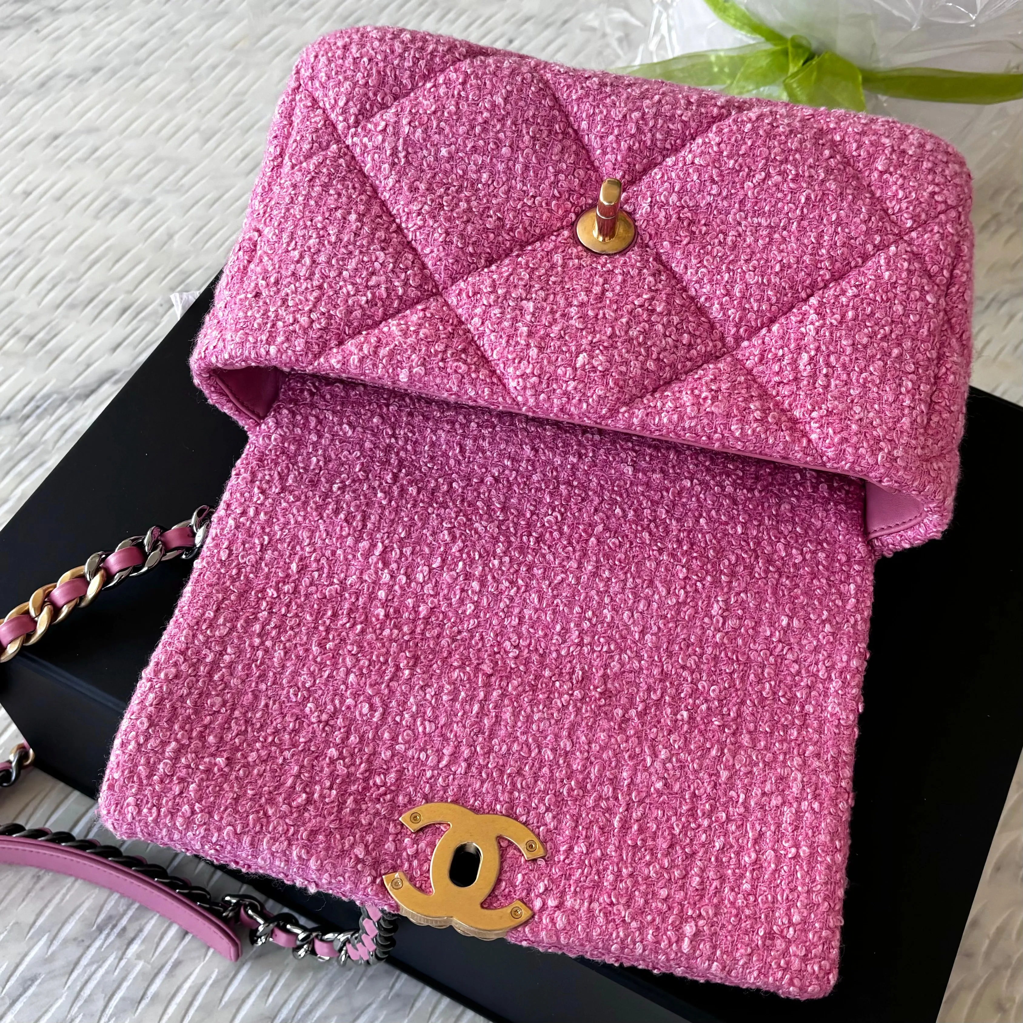 Chanel 19 Small Pink Tweed Bag