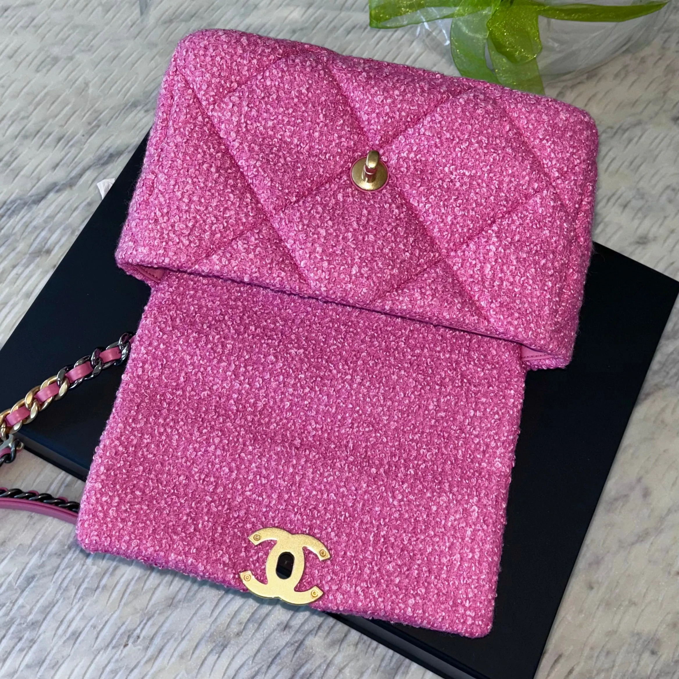 Chanel 19 Small Pink Tweed Bag