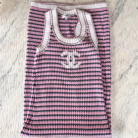 Chanel CC Long Knit Pink Navy White Dress