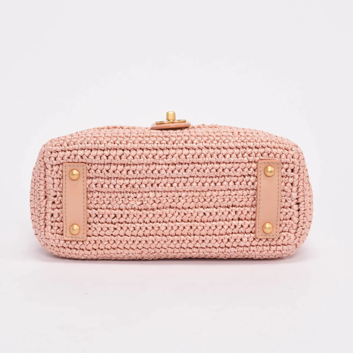 Chanel Pink Woven Raffia Single Flap Cross Body Bag