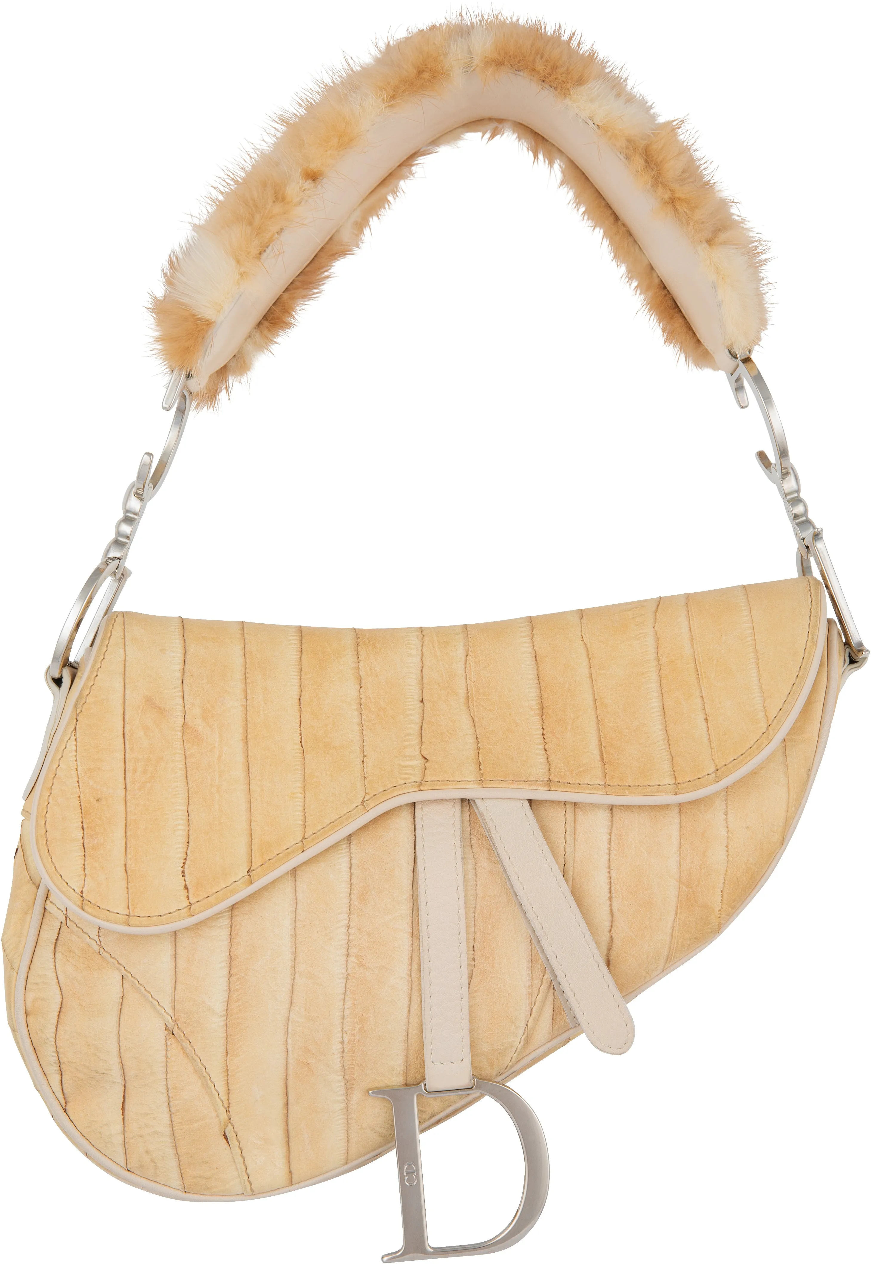 Christian Dior Beige Leather Saddle Bag