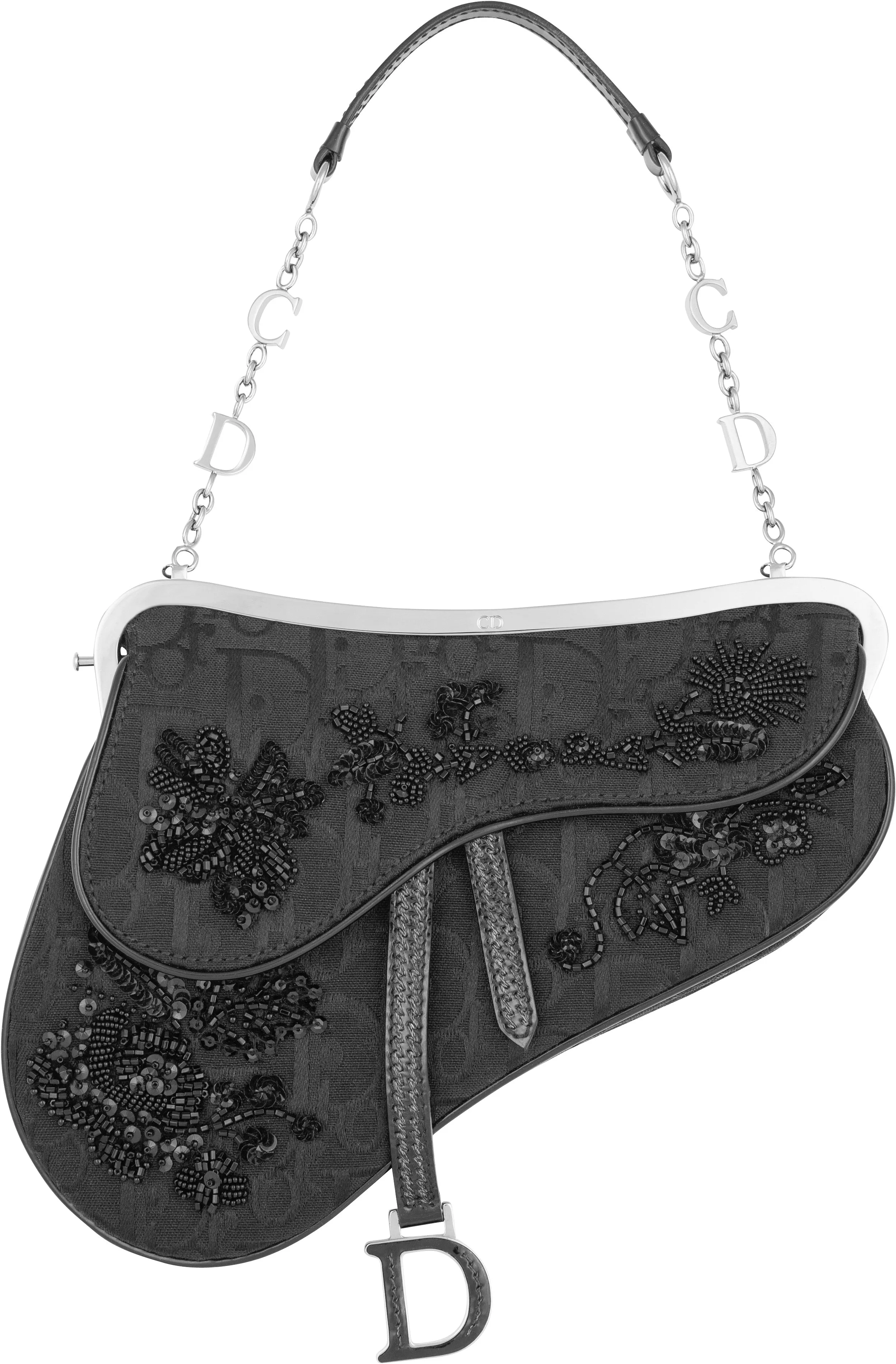 Christian Dior Limited Edition Logo Embroidered Saddle Bag