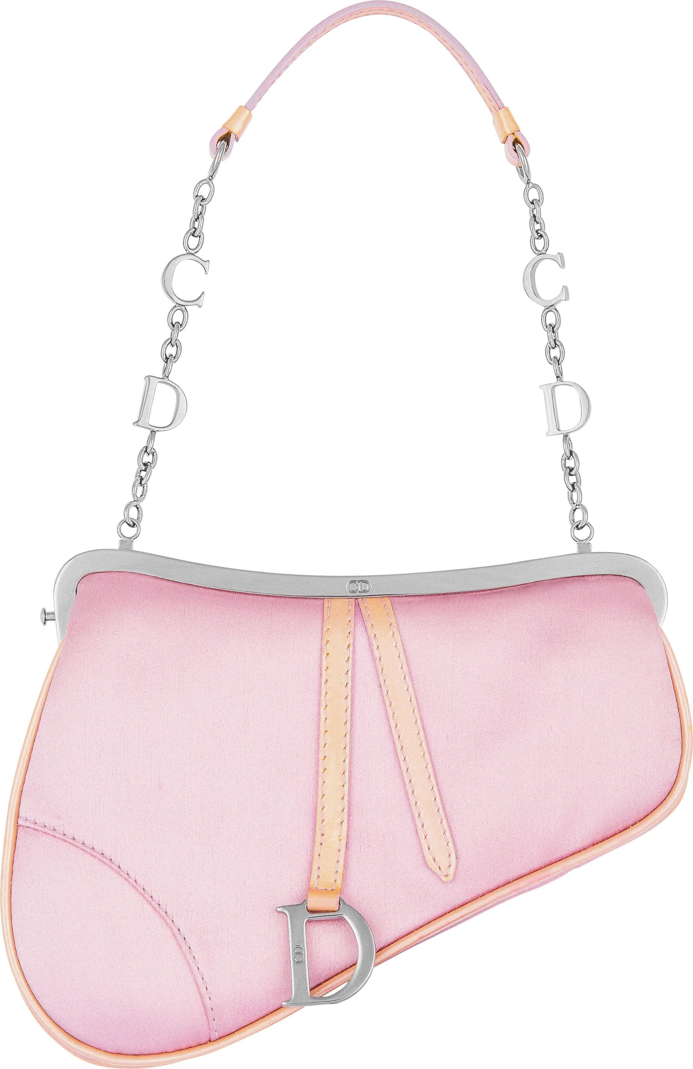 Christian Dior Pink Silk Mini Saddle Bag