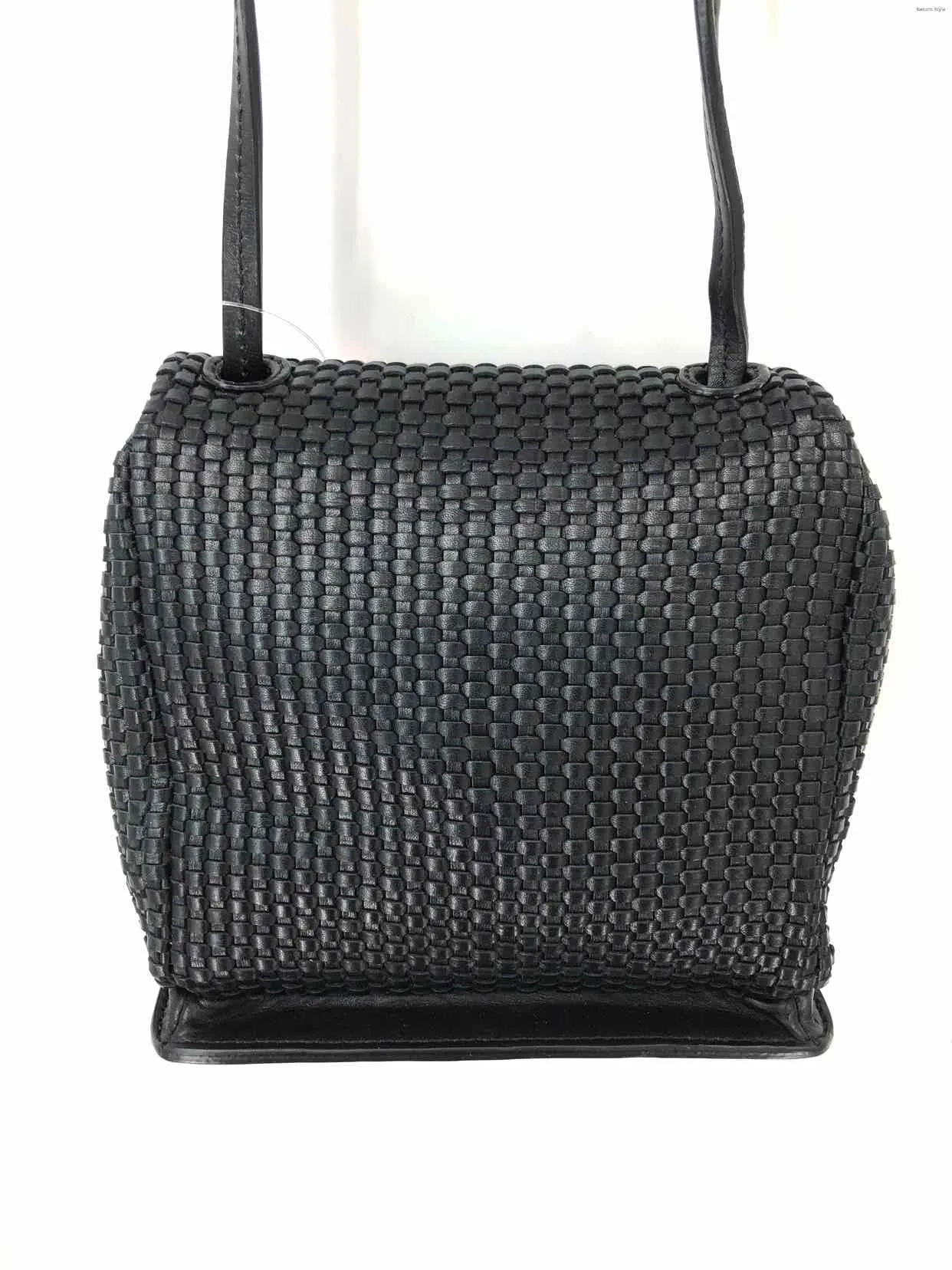 CHRISTOPHER KON Black Leather Woven Crossbody Purse