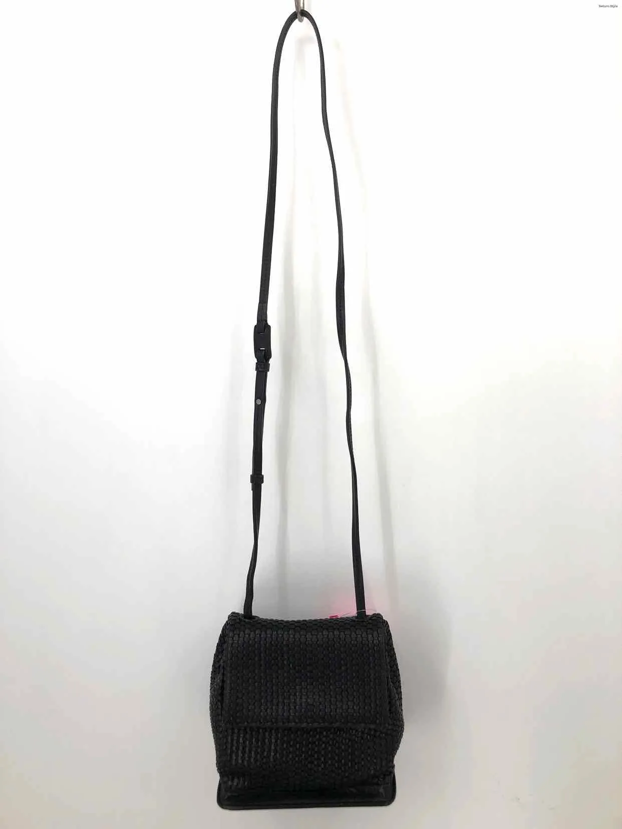 CHRISTOPHER KON Black Leather Woven Crossbody Purse