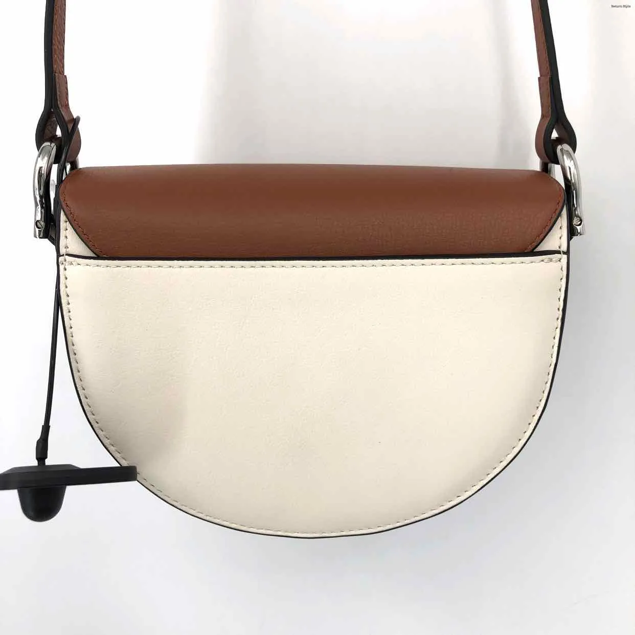 COLE HAAN Tan White & Black Leather Has tag! Crossbody Crescent 7" 2.25" Purse