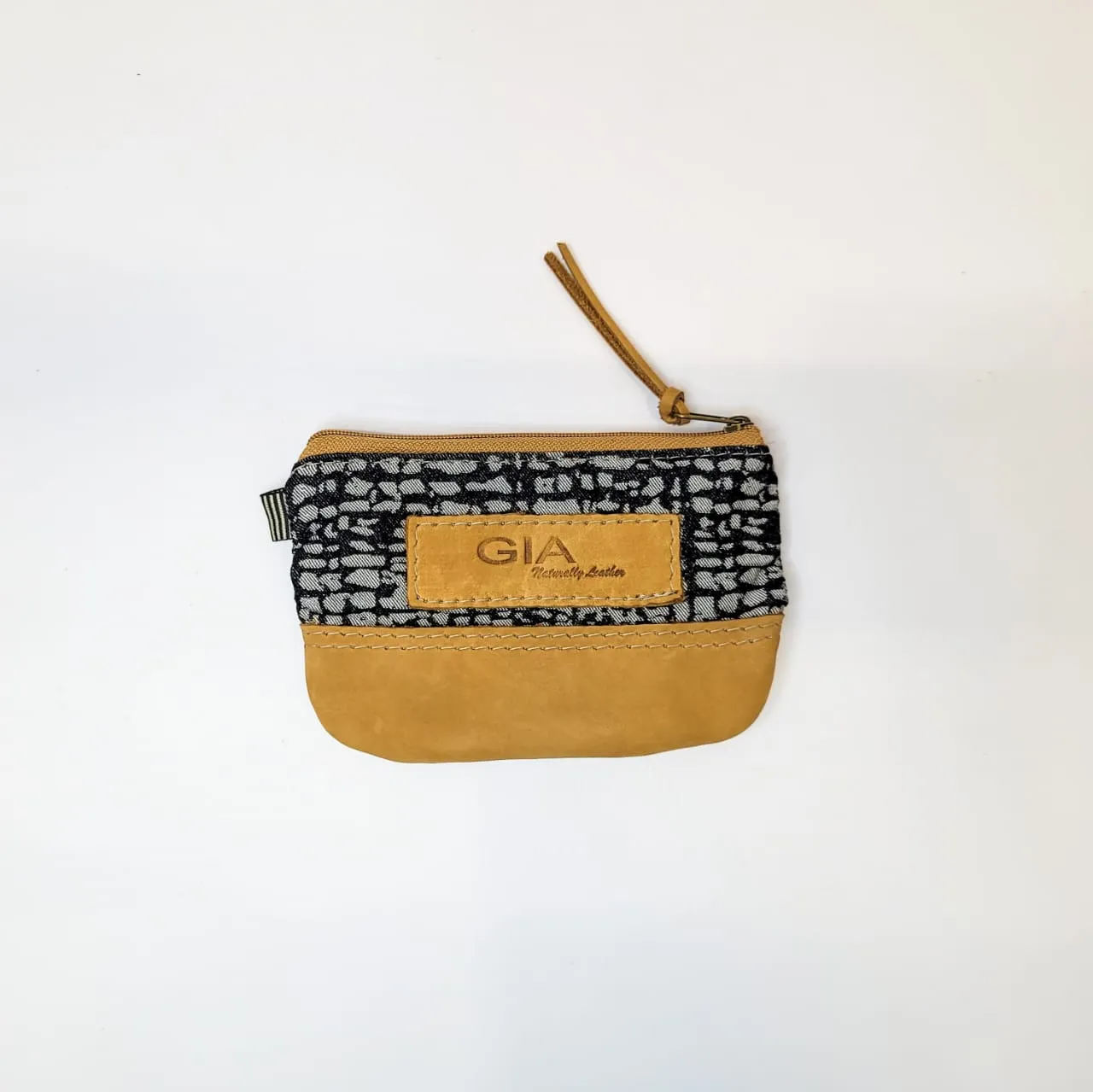 Gia leather/ fabric coin purse