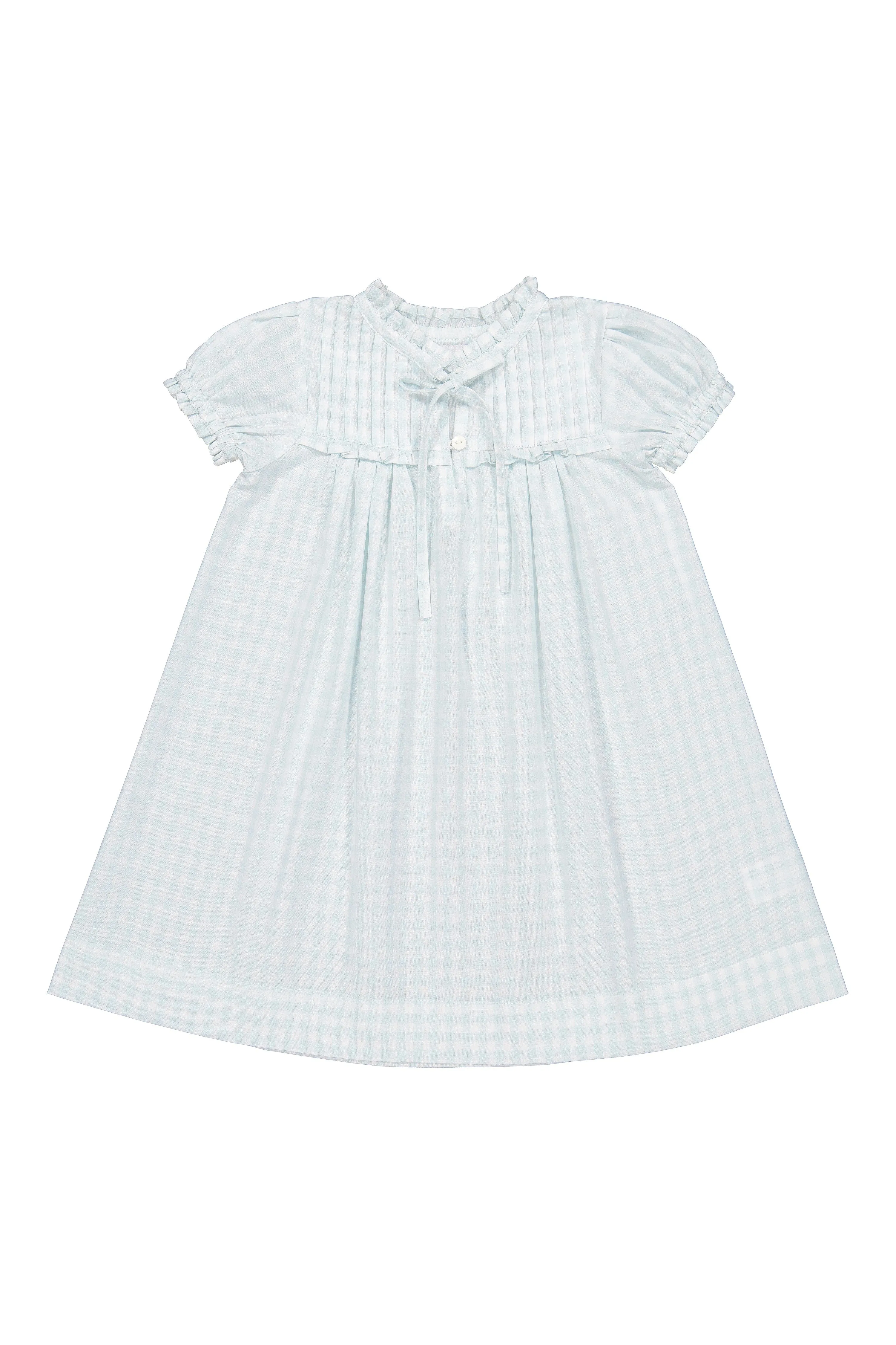 Girls Nightie - Cotton - Gingham Pale Blue