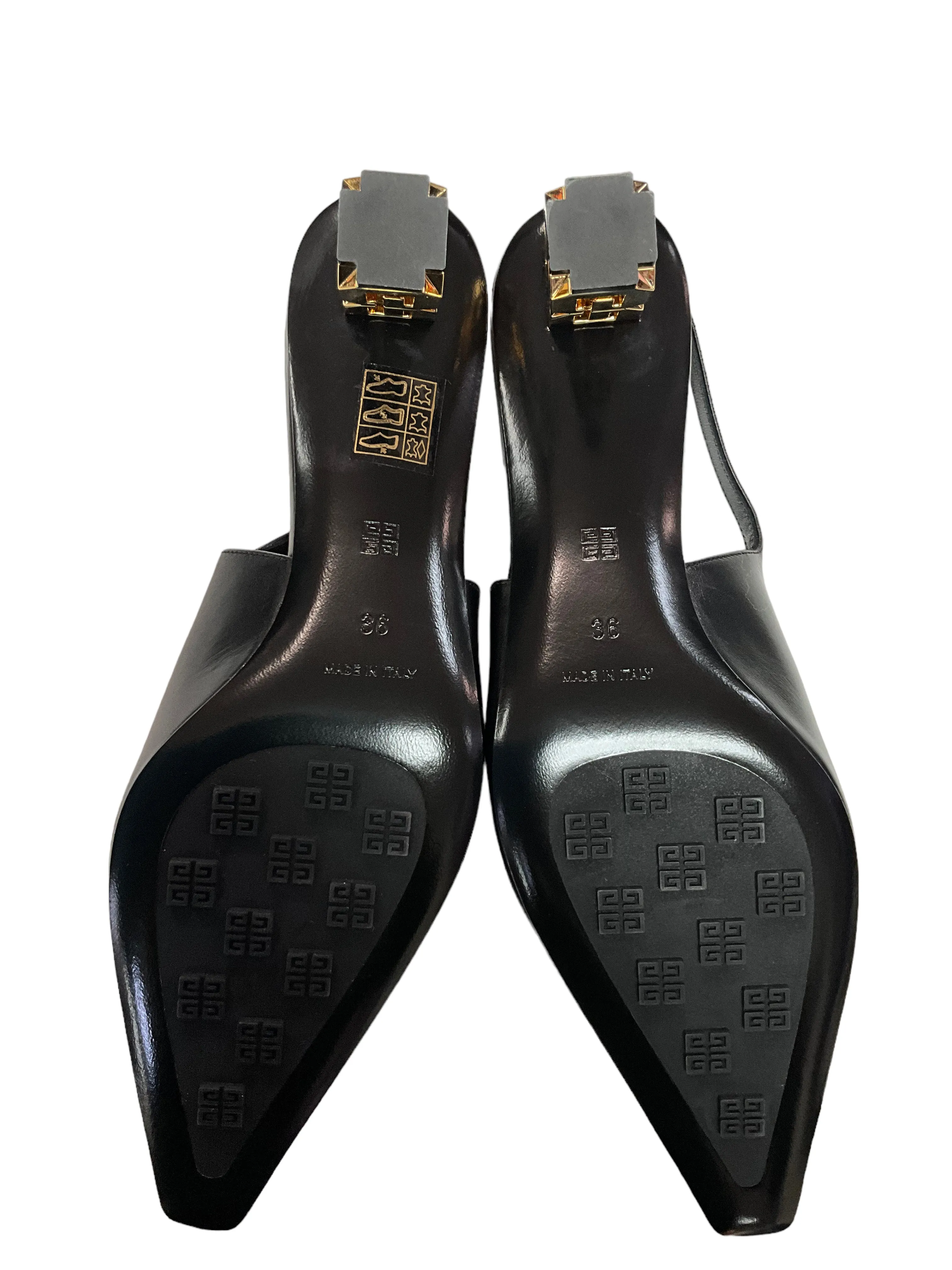 Givenchy G Cube Slingback Pumps in Black Leather Size 6