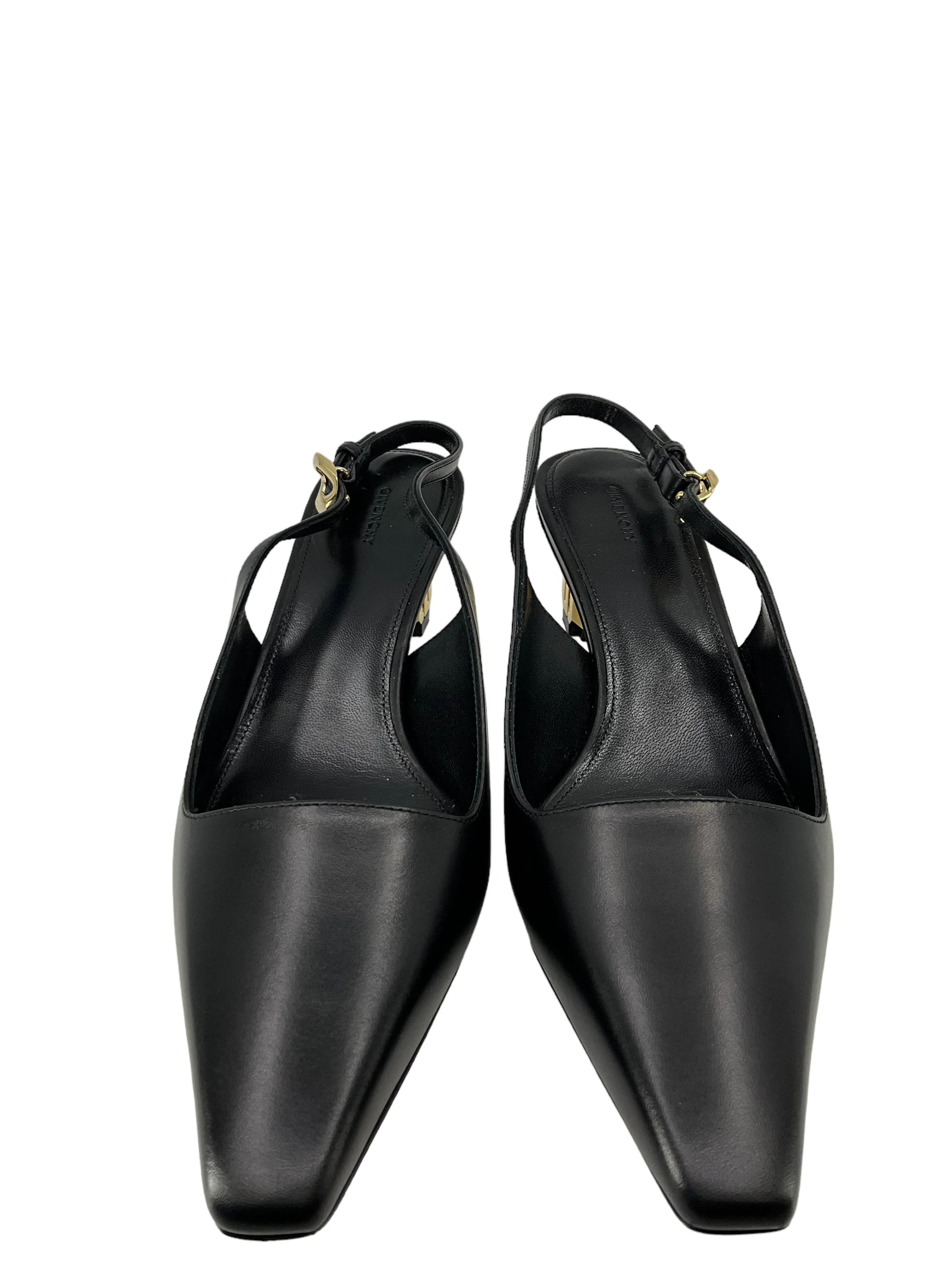 Givenchy G Cube Slingback Pumps in Black Leather Size 6