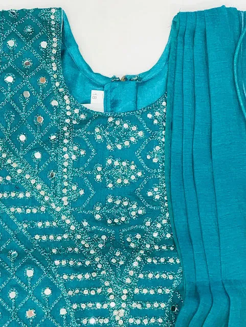 Gorgeous Embroidery And Sequins Work Sky Blue Colored Choli Sets For Girls