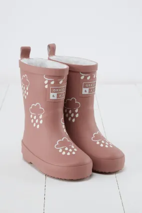 GRASS & AIR - Kids Colour Changing Wellies in Rose