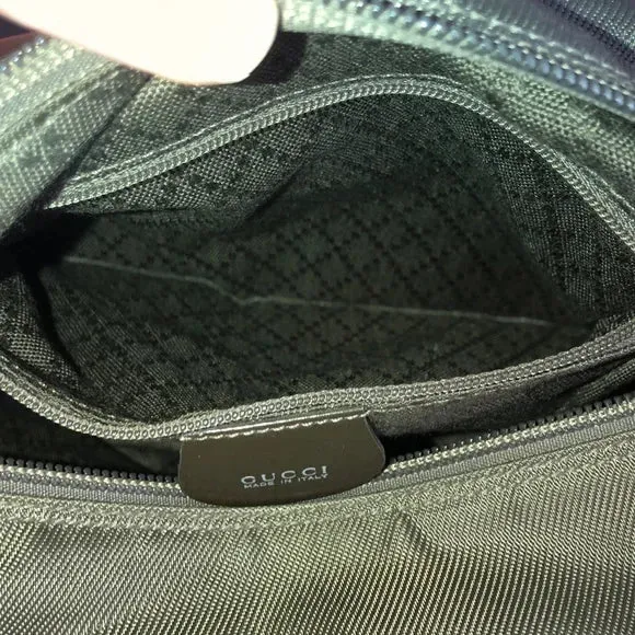 Gucci Olive Nylon w Bamboo Handle Bag