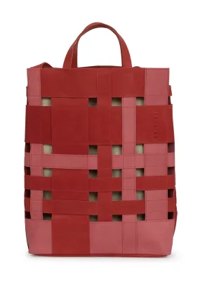 INTRICATE WOVEN ITALIAN LEATHER HANDBAG RED