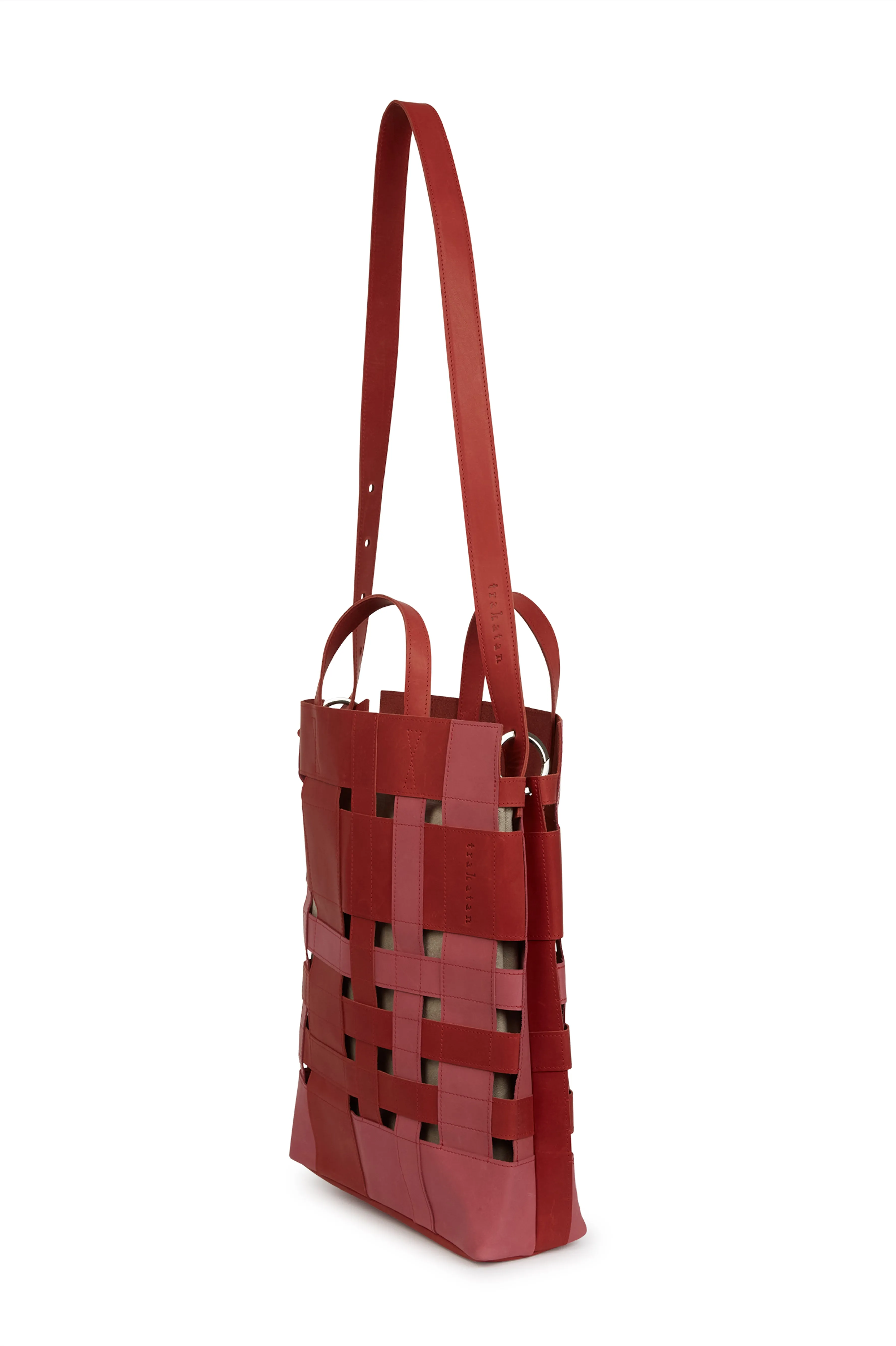 INTRICATE WOVEN ITALIAN LEATHER HANDBAG RED