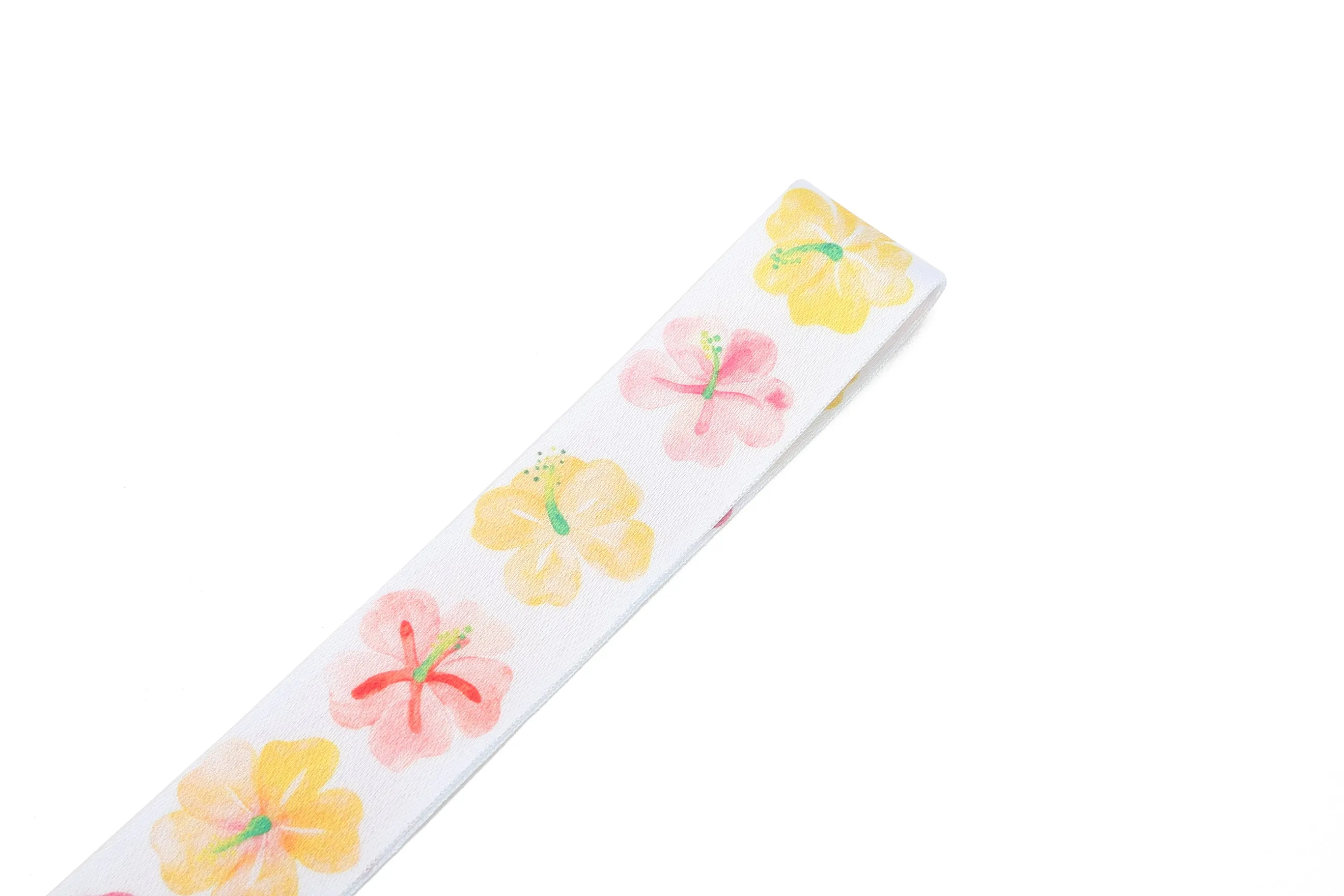 Lanyard Short Watercolor Hibiscus White