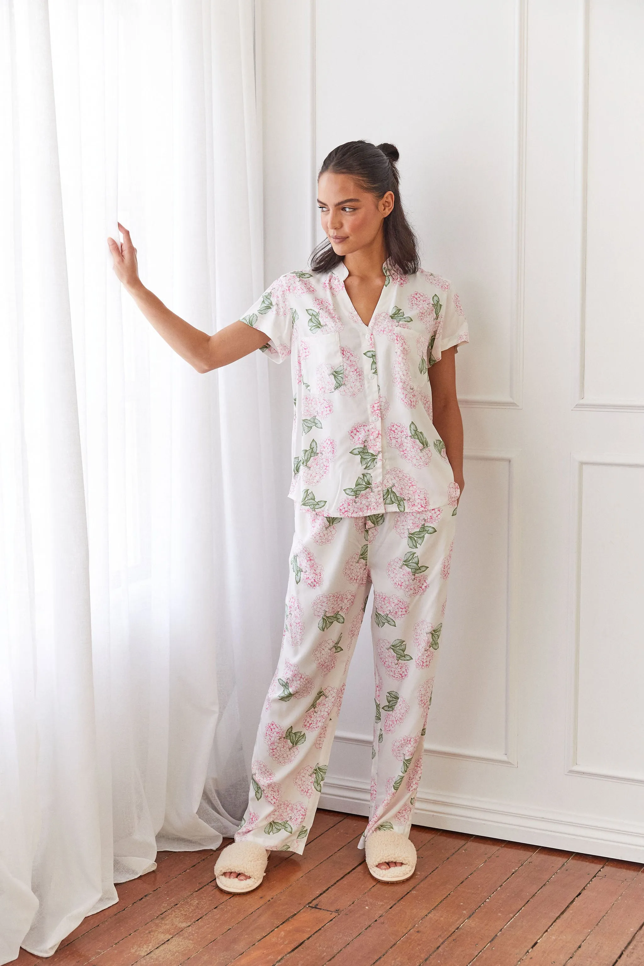 Maggie Pyjama Set - Long Pants - Hydrangea Pink